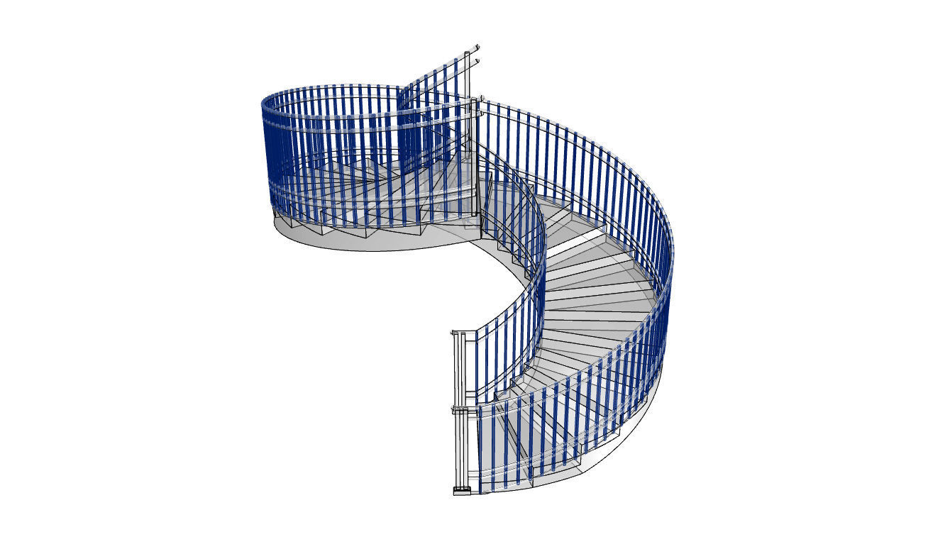 Spiral Staircase with Railing Architectural Details 3D model_123