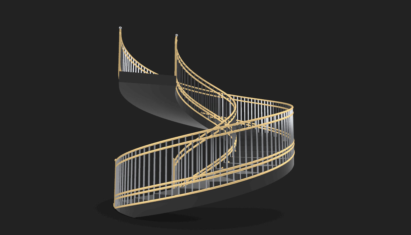 Spiral Staircase with Railing Architectural Details 3D model_16