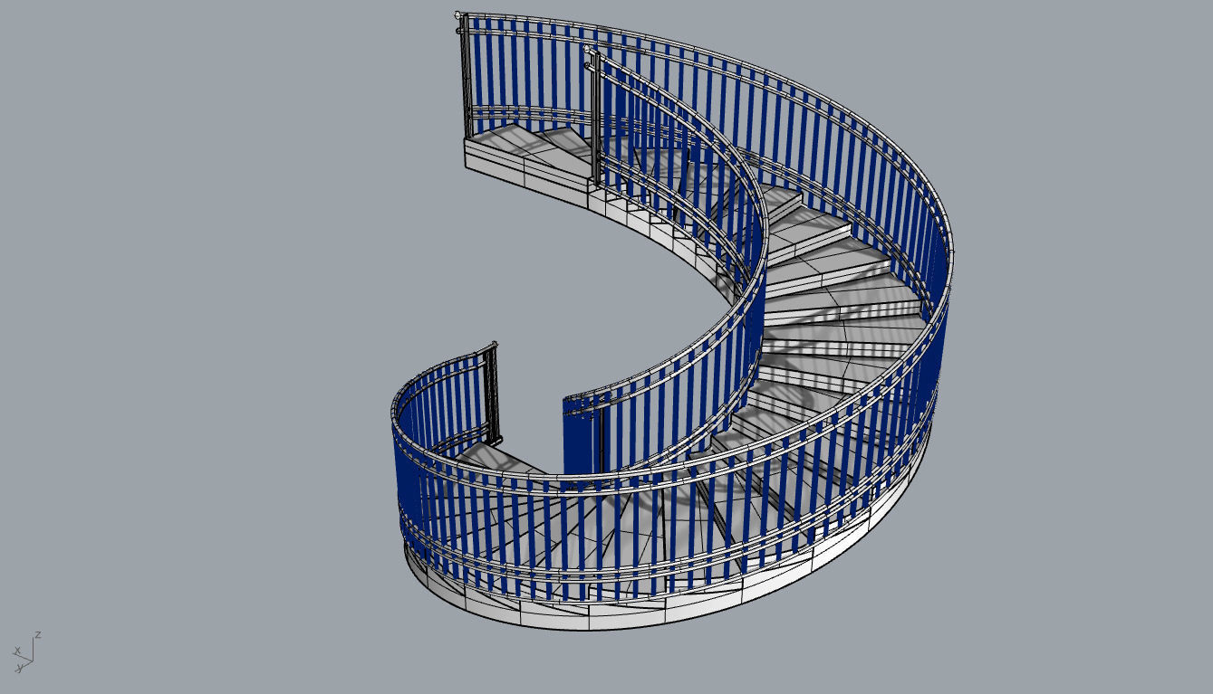 Spiral Staircase with Railing Architectural Details 3D model_74