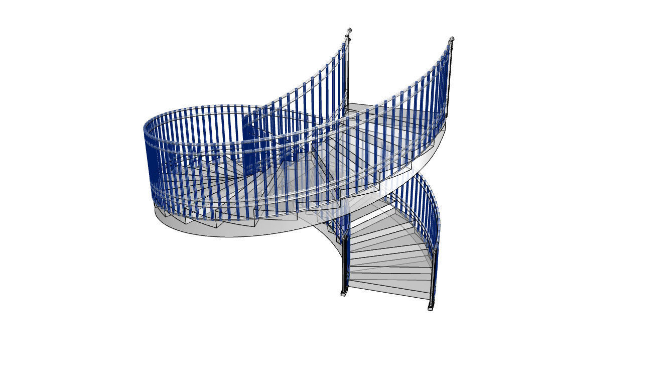 Spiral Staircase with Railing Architectural Details 3D model_118