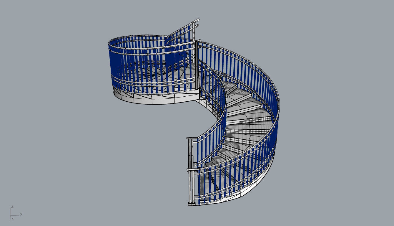 Spiral Staircase with Railing Architectural Details 3D model_93