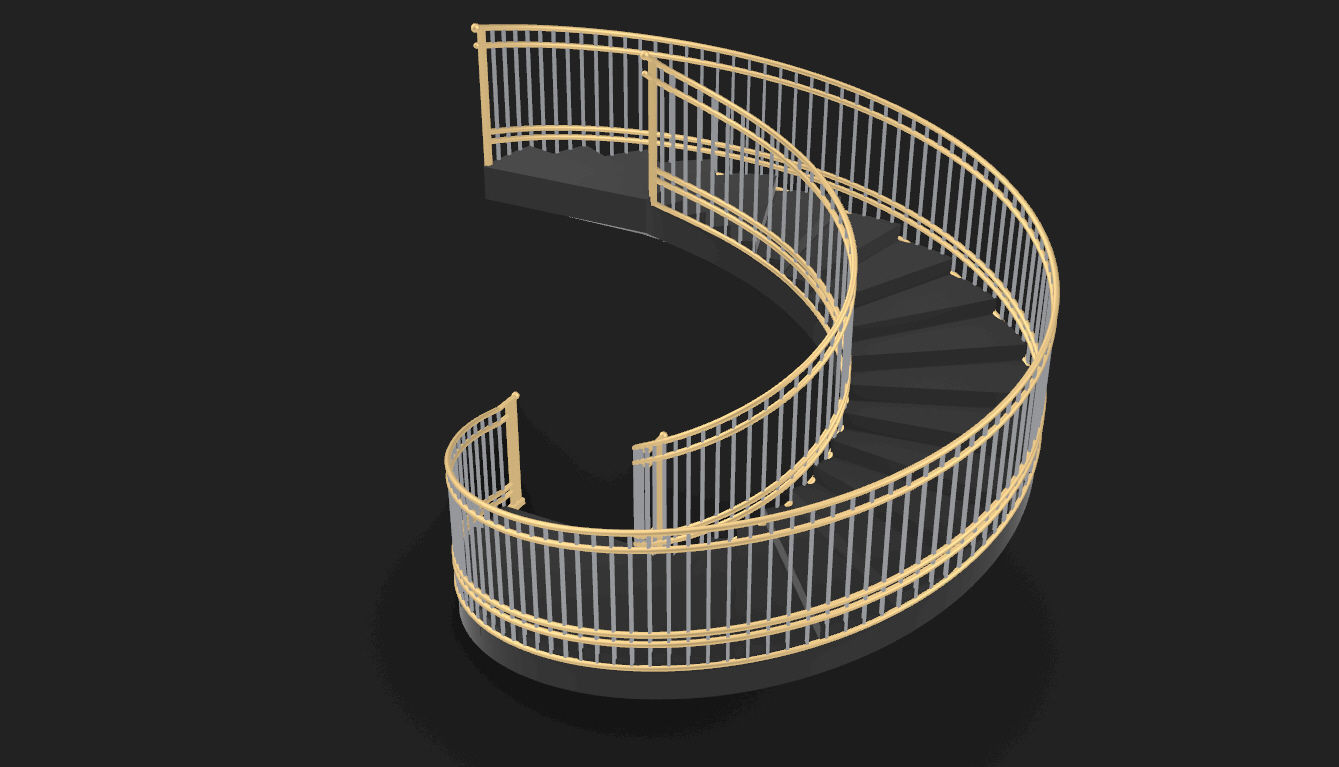 Spiral Staircase with Railing Architectural Details 3D model_43