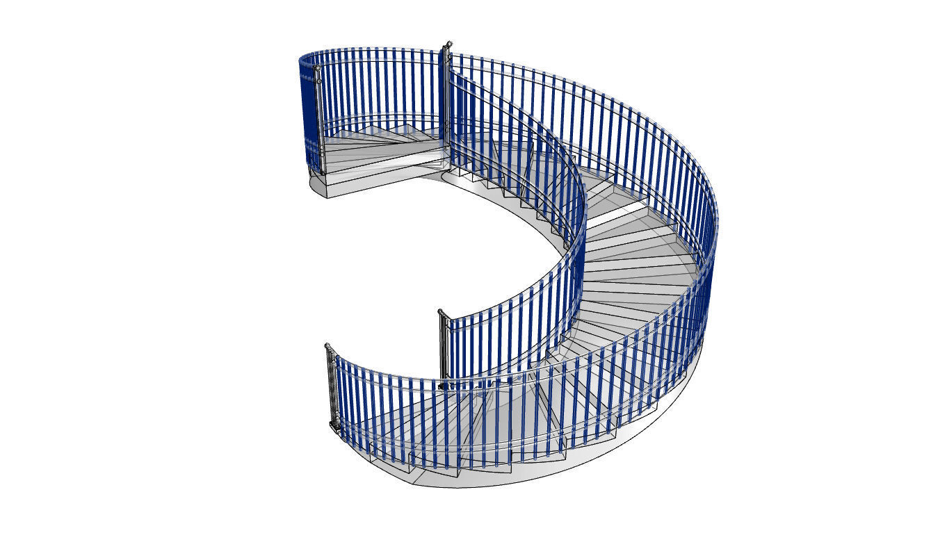 Spiral Staircase with Railing Architectural Details 3D model_98