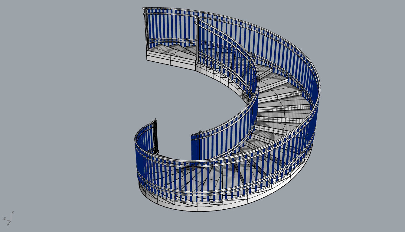 Spiral Staircase with Railing Architectural Details 3D model_73