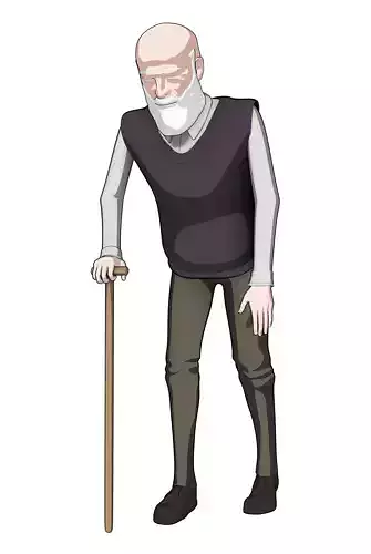 Anime - Toon -  Grandfather  Low-poly 3D model
