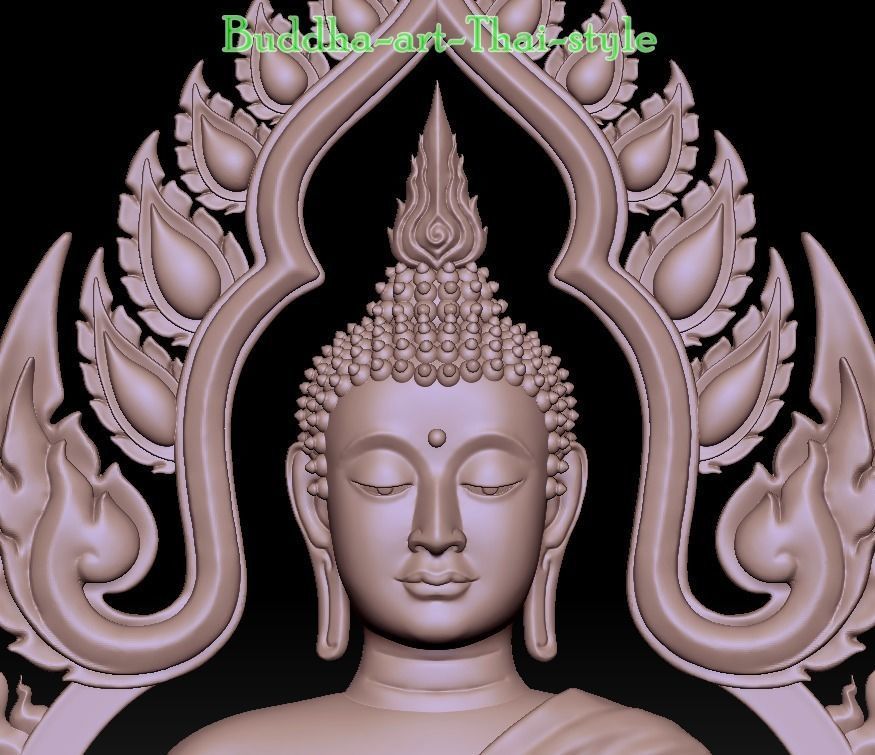 Buddha sat on a lotus flower High relief 3d model 3D model_2