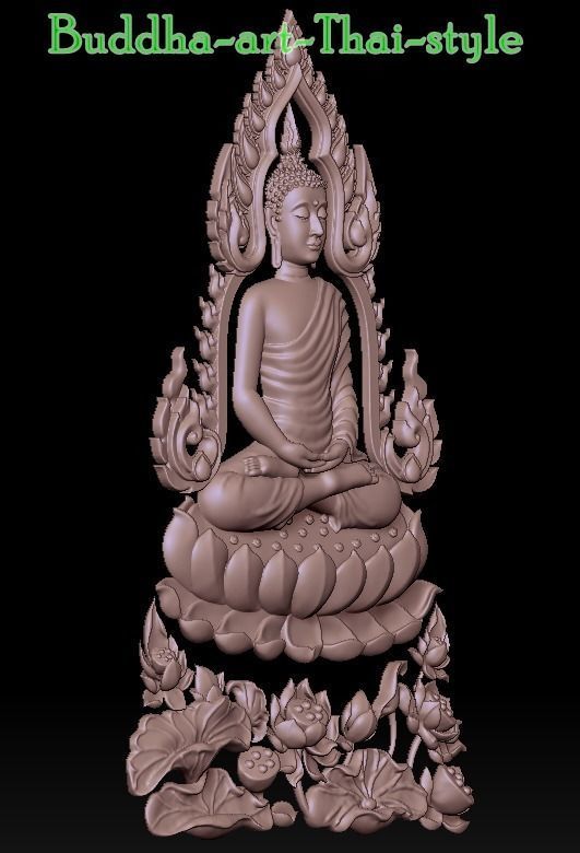 Buddha sat on a lotus flower High relief 3d model 3D model_1