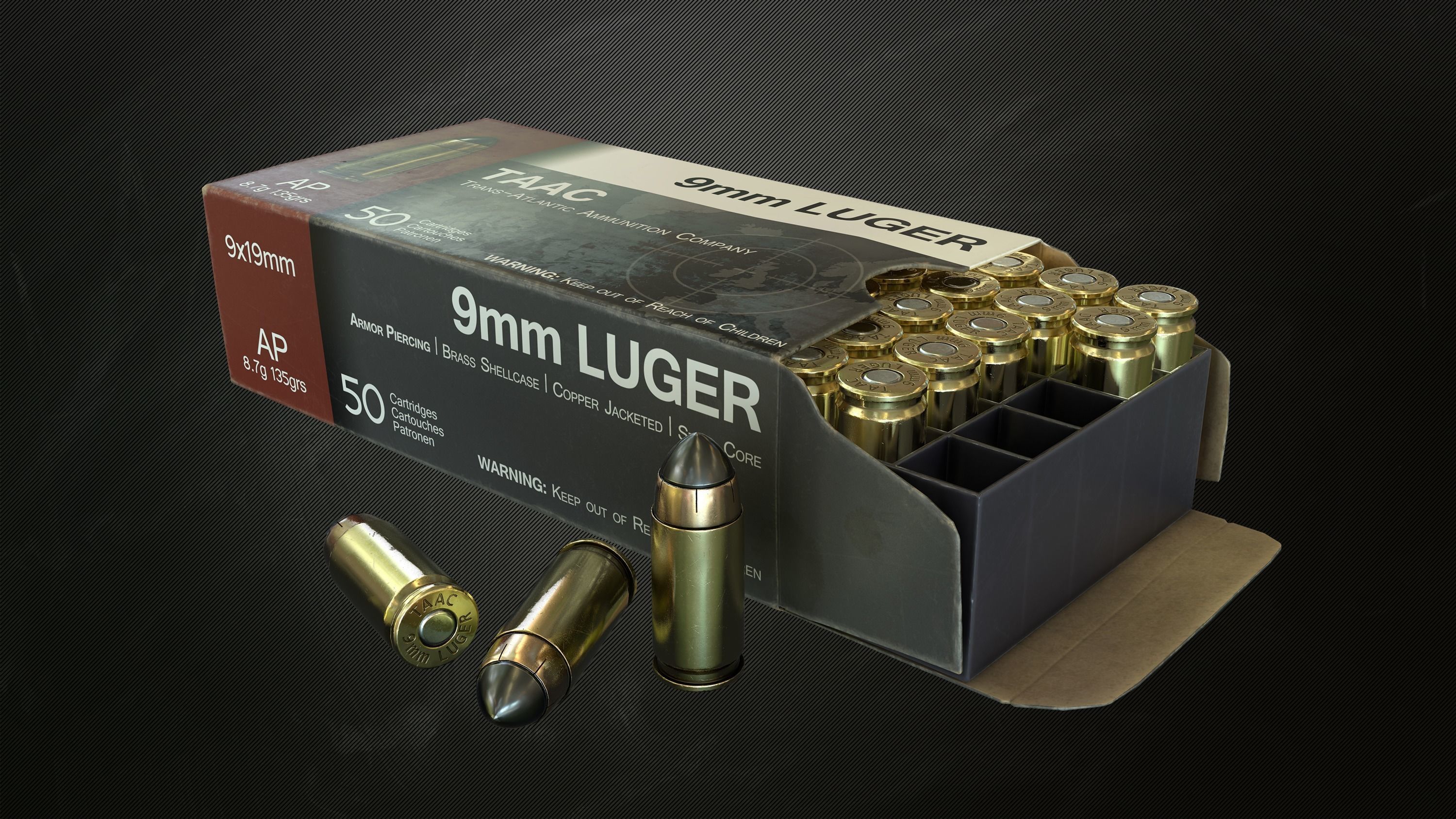 9mm Pistol Ammunition Pack Low-poly 3D model_11