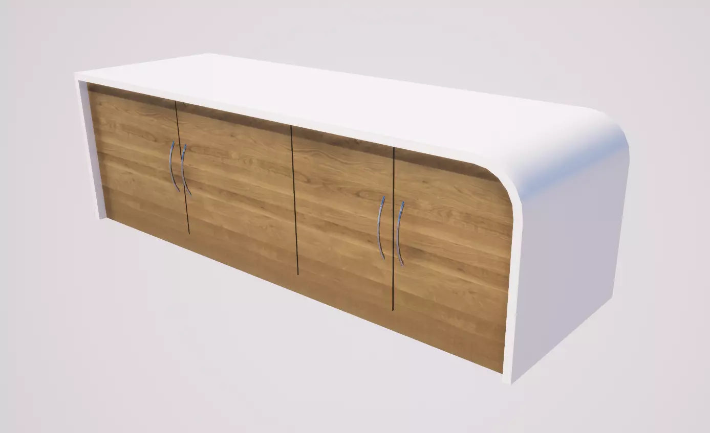 Wardrobe-01 sideboard with doors and drawers Low-poly 3D model_0