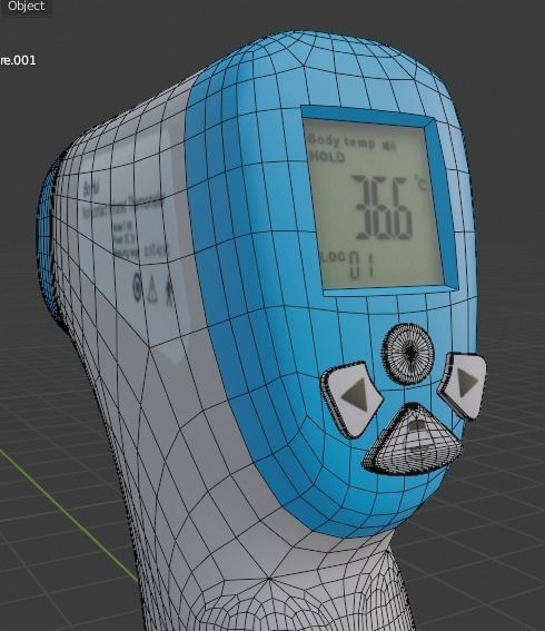 Realistic Low poly Infrared Thermometer Low-poly 3D model_10
