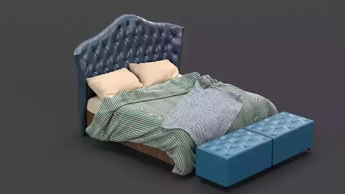 Tufted Luxury Bed 3D model