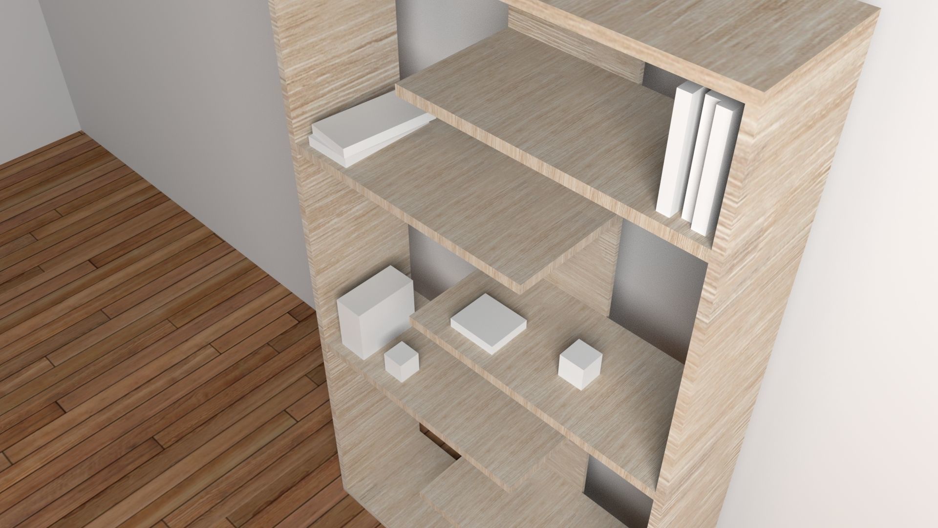 3D Model -  Book Shelf low-poly Low-poly 3D model_4