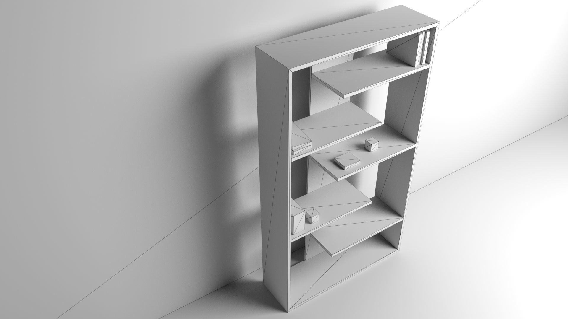 3D Model -  Book Shelf low-poly Low-poly 3D model_1