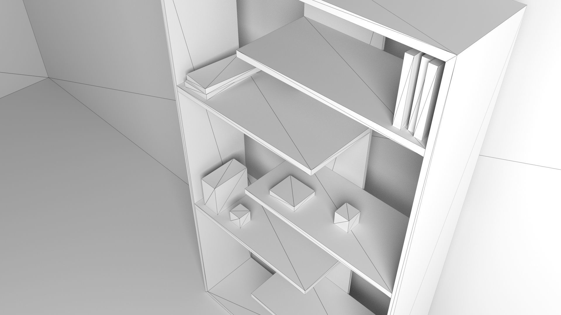 3D Model -  Book Shelf low-poly Low-poly 3D model_5