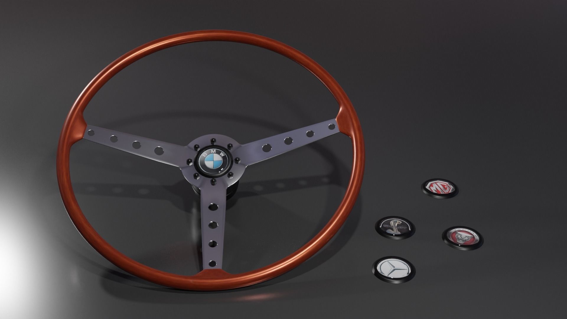 Vintage sport steering wheel 3D model_1