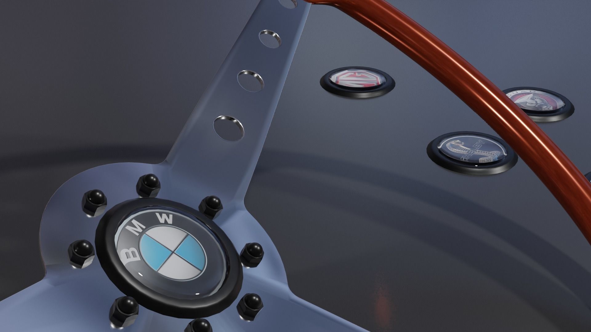 Vintage sport steering wheel 3D model_4