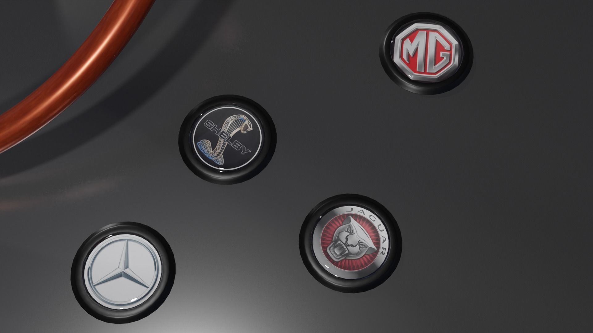 Vintage sport steering wheel 3D model_2