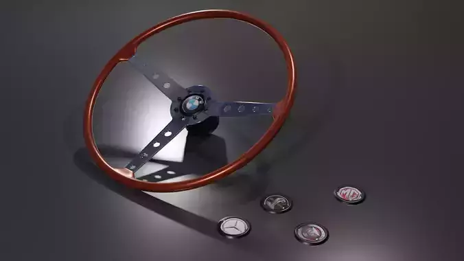 Vintage sport steering wheel 3D model