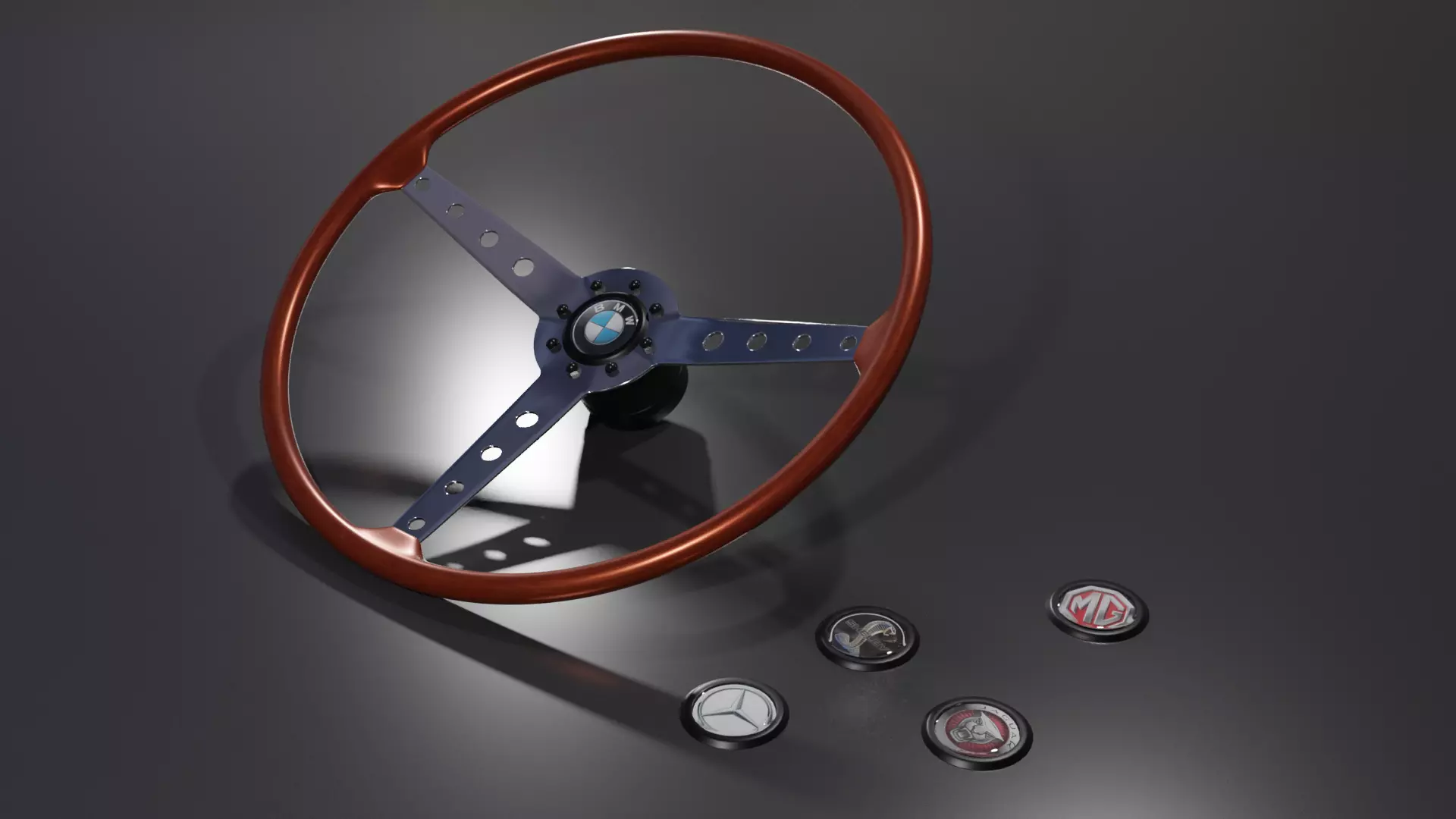 Vintage sport steering wheel 3D model_0