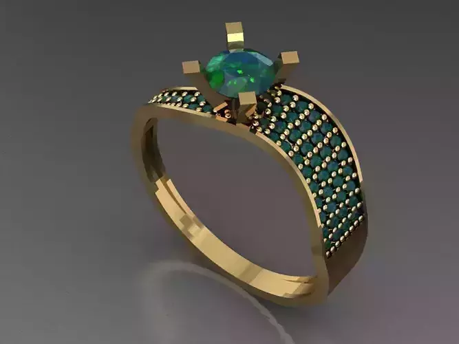 T016- Diamond solitarie ring 3D print model