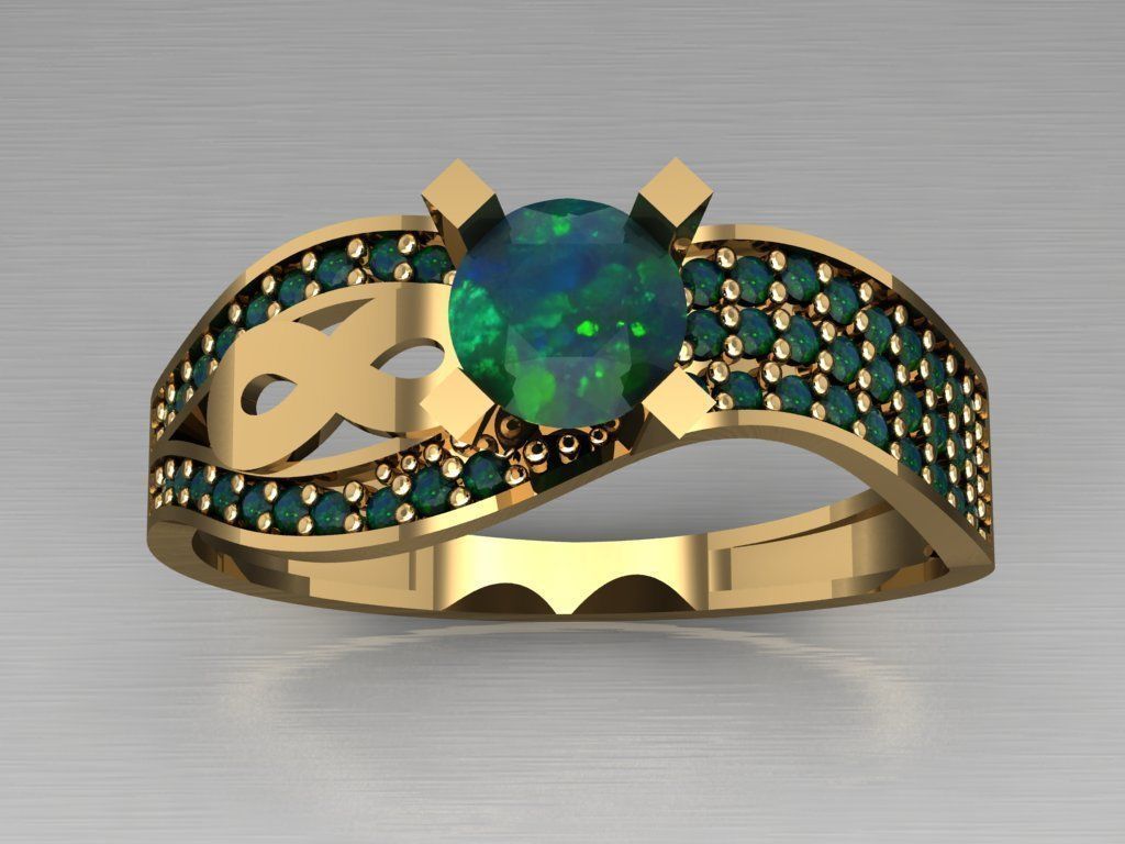 T017- Diamond solitarie ring 3D print model_2