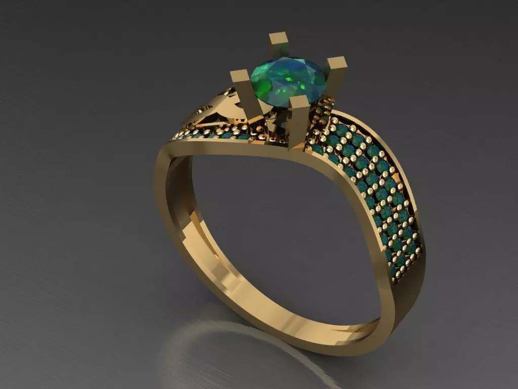 T017- Diamond solitarie ring 3D print model_0