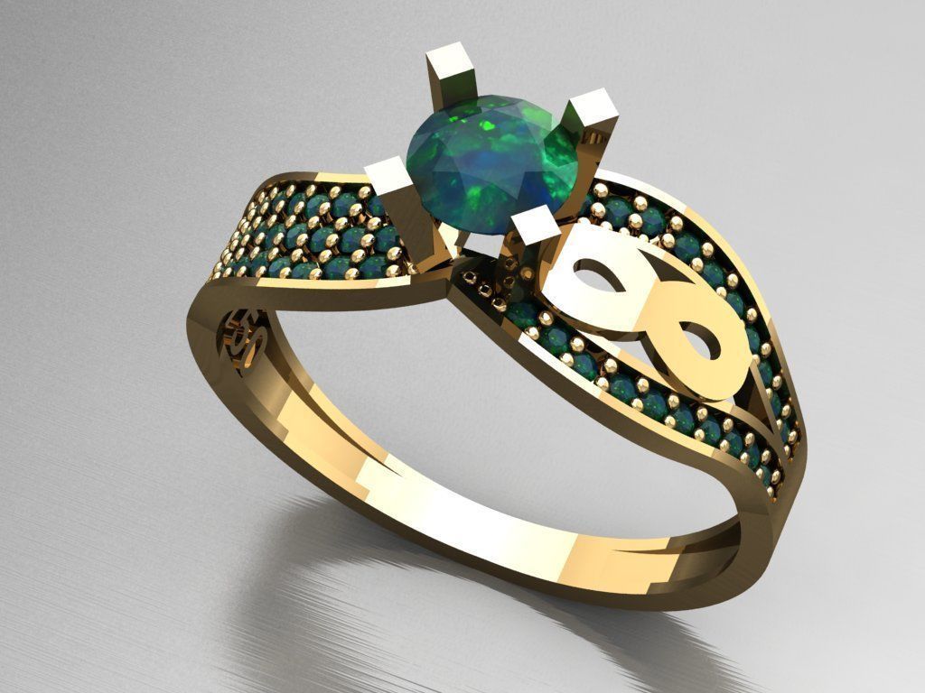 T017- Diamond solitarie ring 3D print model_3
