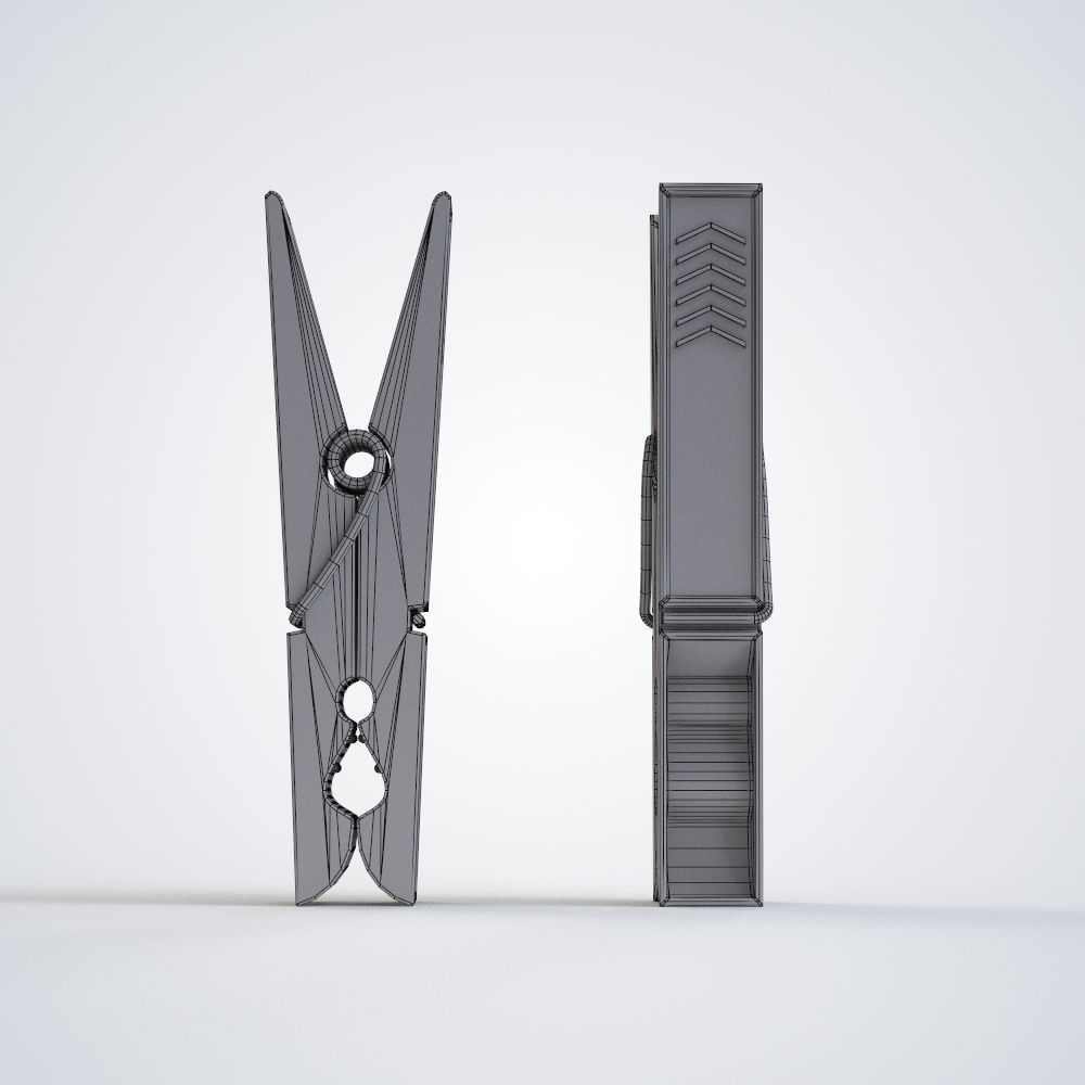 Plastic Clothes Peg Low-poly 3D model_4