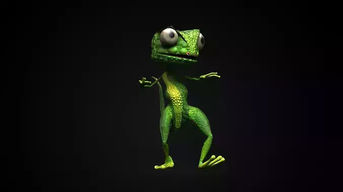 3D Lizard Game Character RIGGED and Animated Hand Painted Low-poly 3D model
