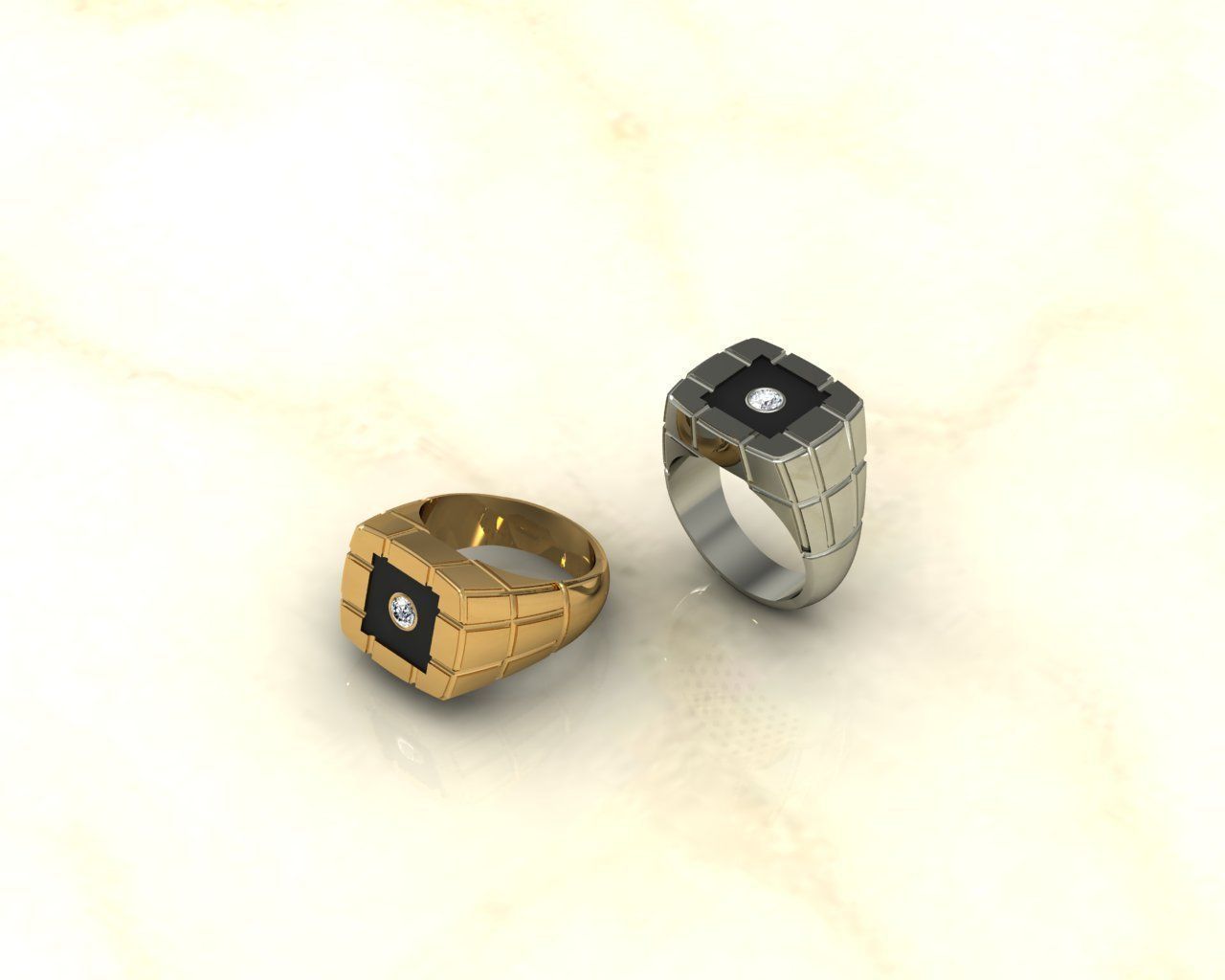 Ring silver with diamond 3D print model_3