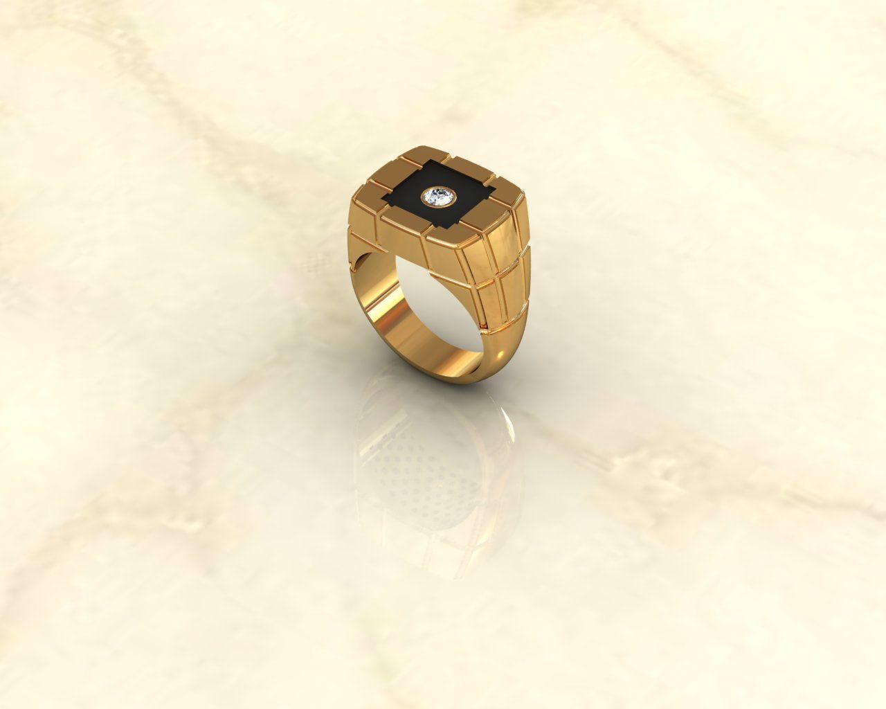 Ring silver with diamond 3D print model_1