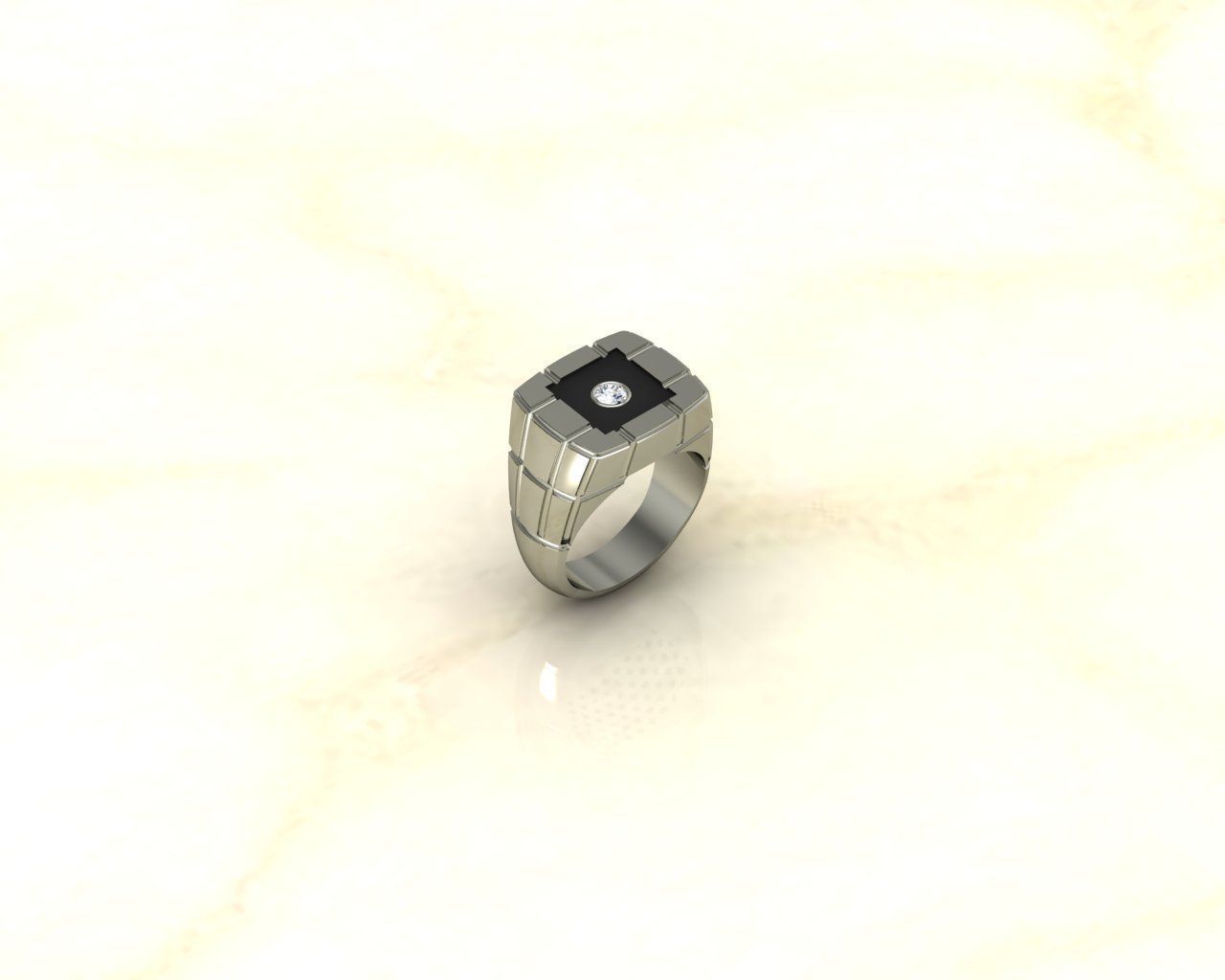 Ring silver with diamond 3D print model_2