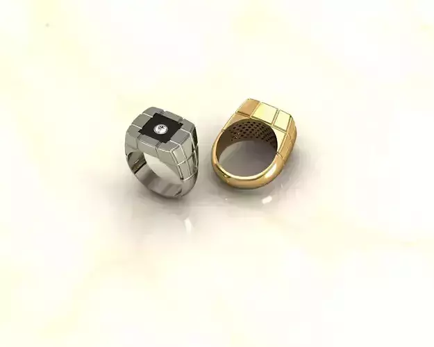 Ring silver with diamond 3D print model
