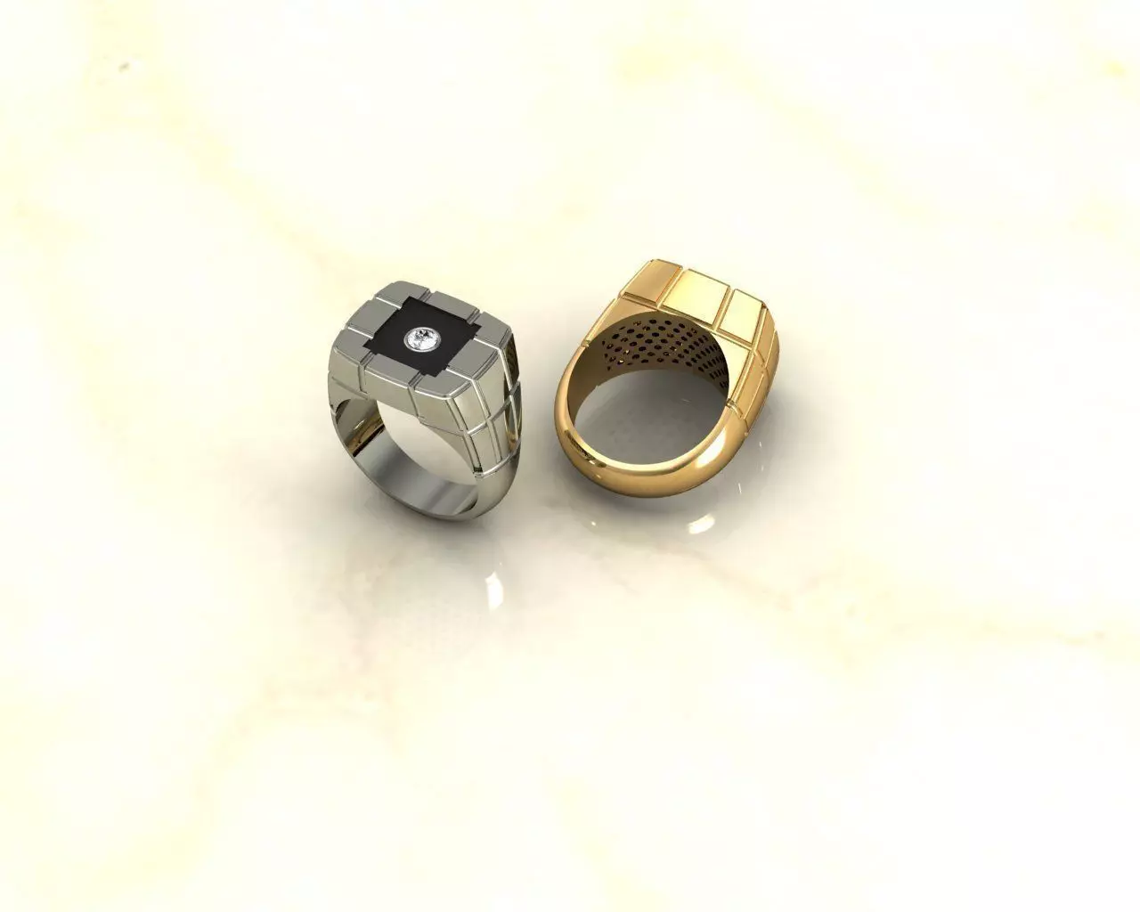 Ring silver with diamond 3D print model_0