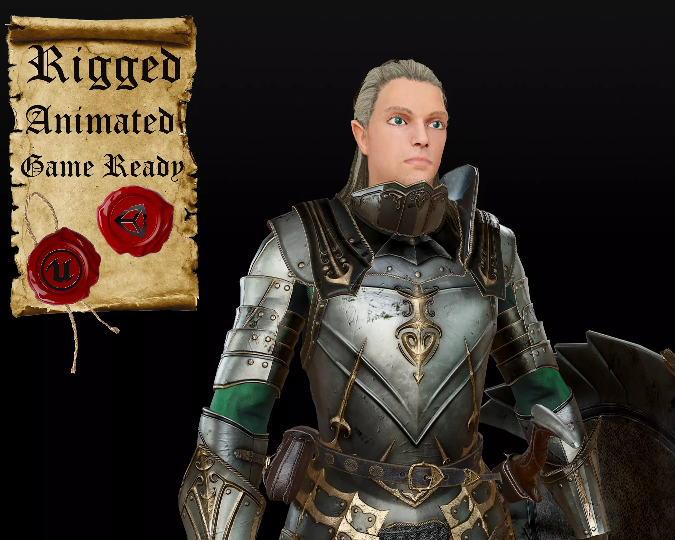 Elf Knight Low-poly 3D model_0