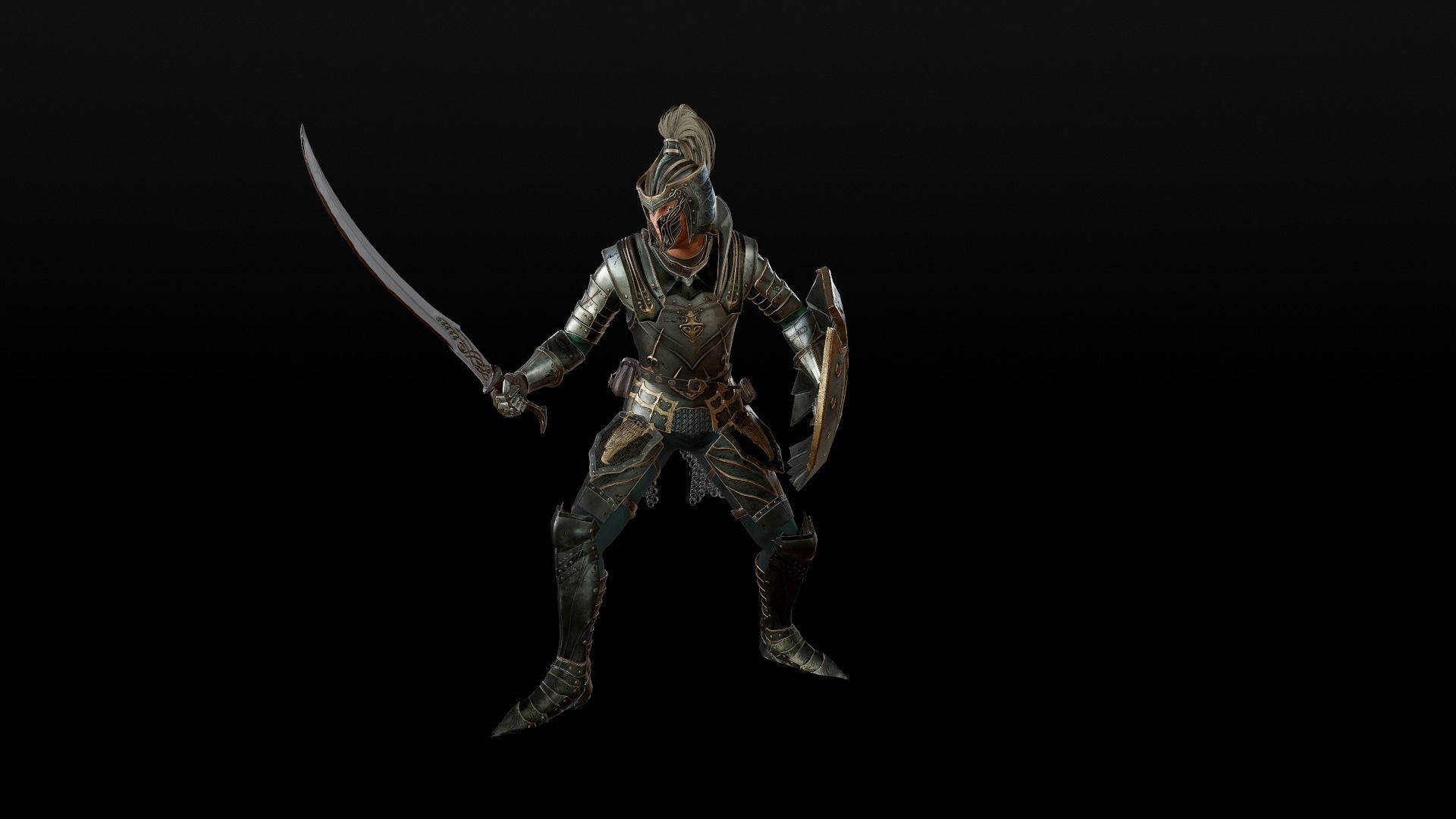 Elf Knight Low-poly 3D model_8