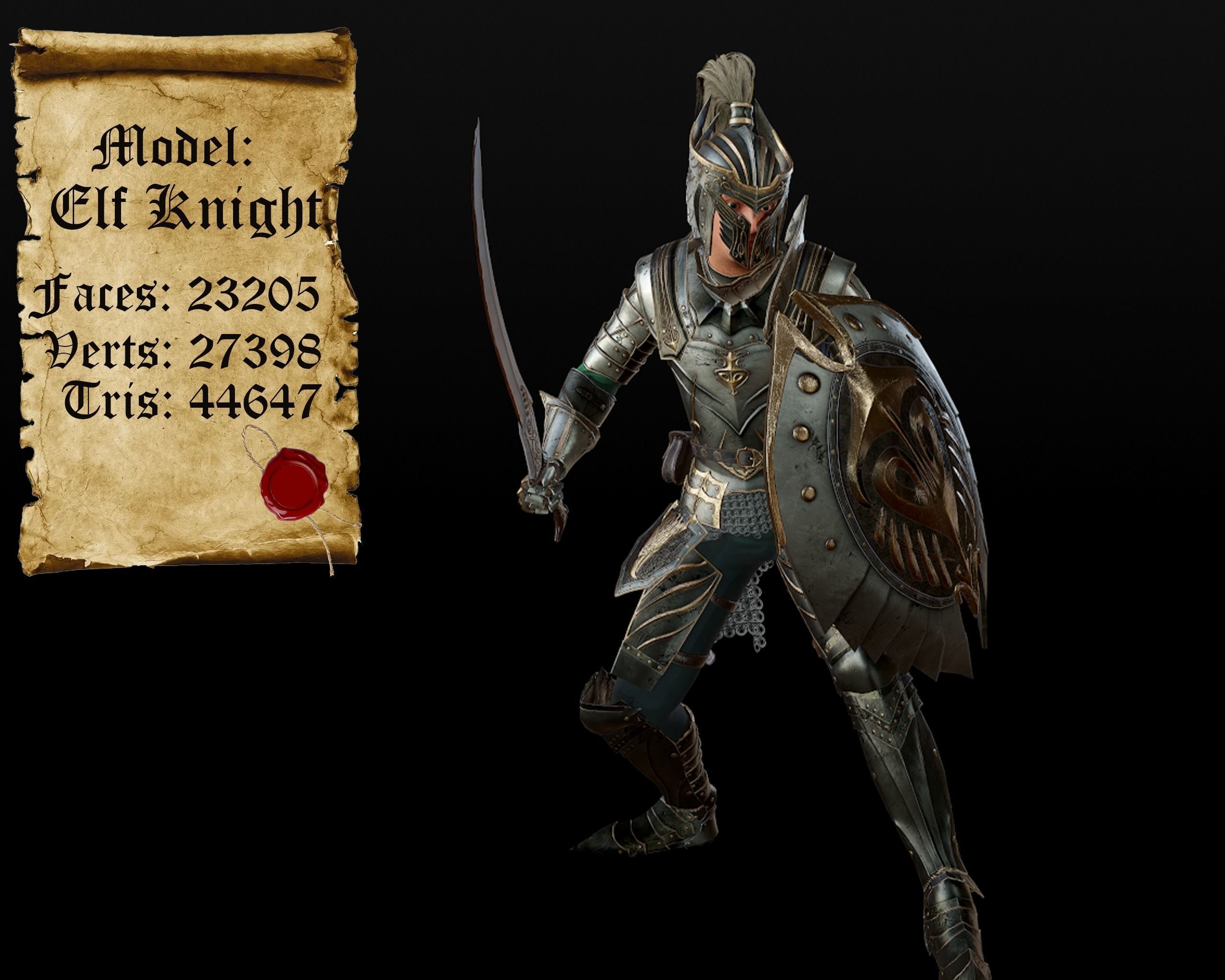 Elf Knight Low-poly 3D model_2