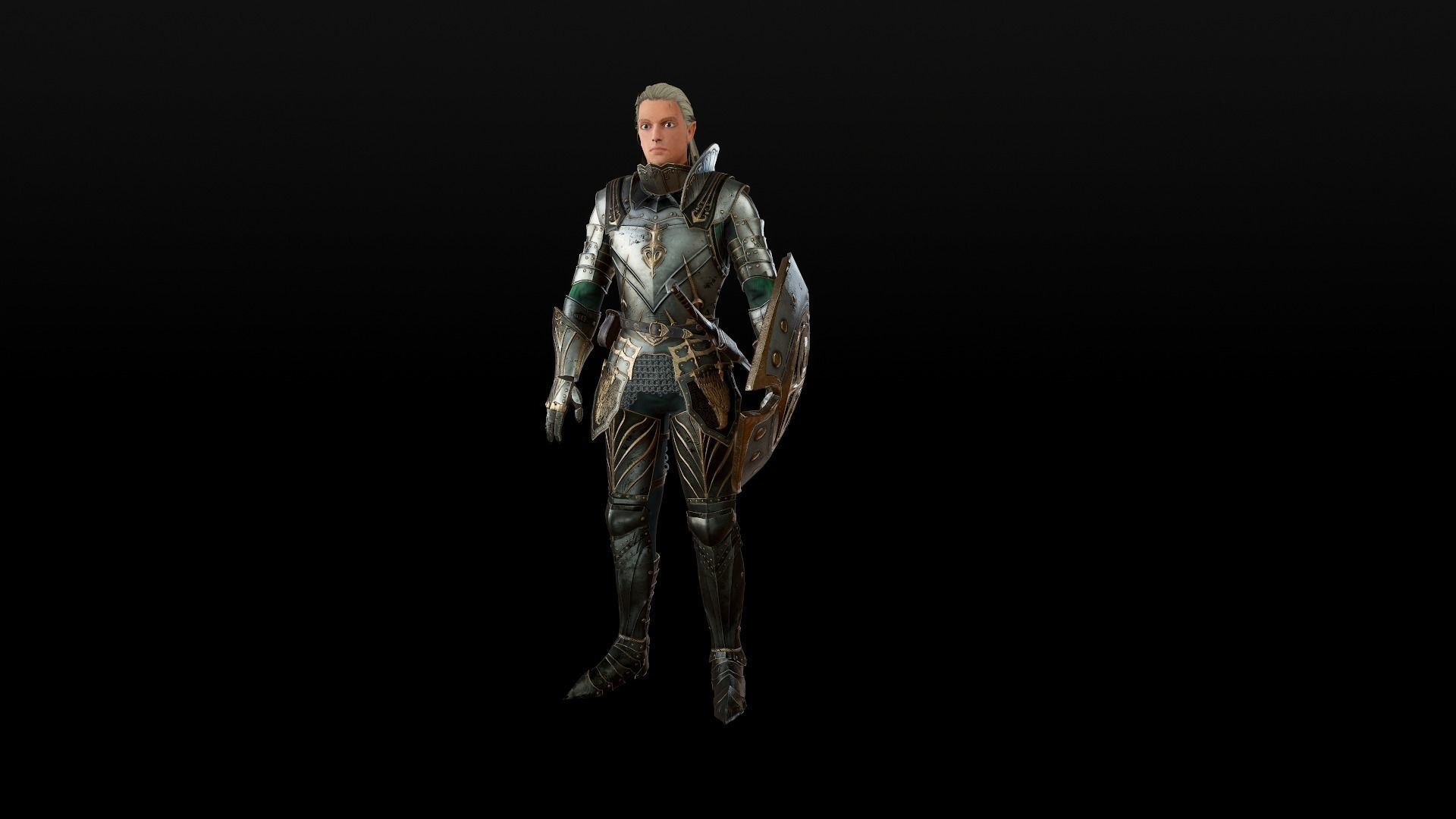 Elf Knight Low-poly 3D model_5