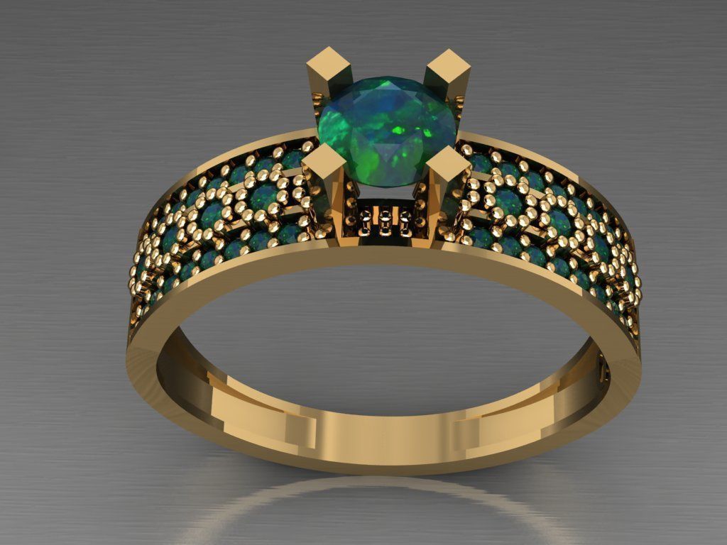 T030- Diamond solitarie ring 3D print model_2