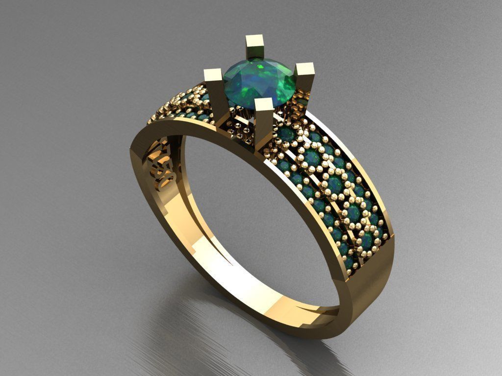 T030- Diamond solitarie ring 3D print model_4