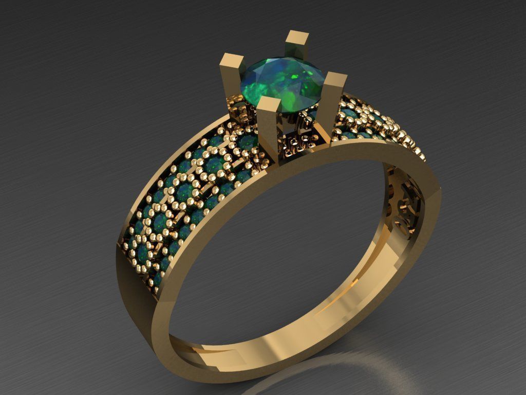 T030- Diamond solitarie ring 3D print model_1