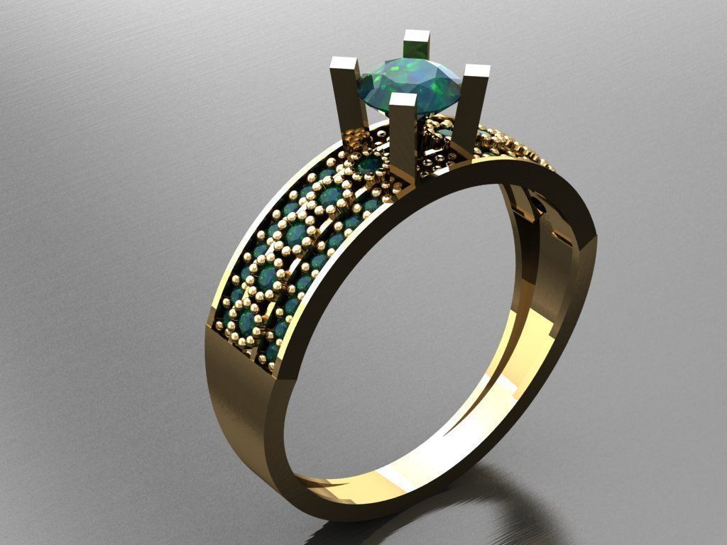 T030- Diamond solitarie ring 3D print model_3