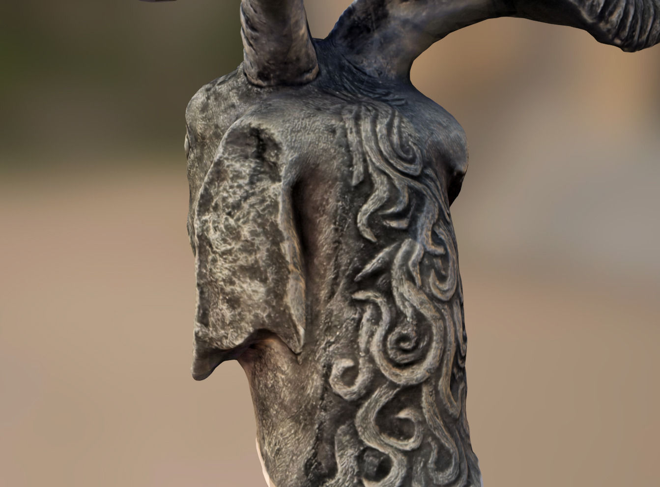 Goat Head - scan of clay sculpture 3D model_2