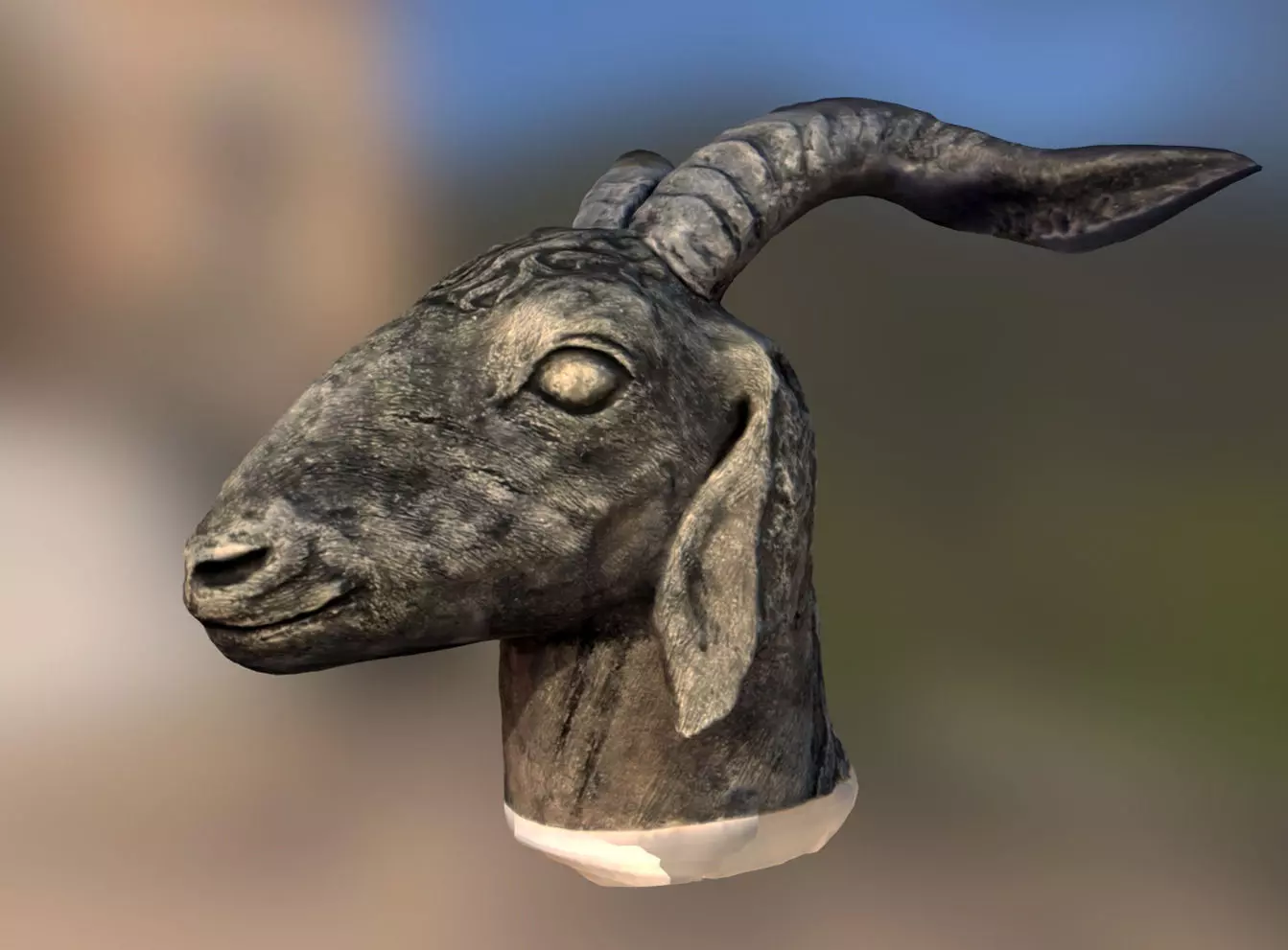 Goat Head - scan of clay sculpture 3D model_0