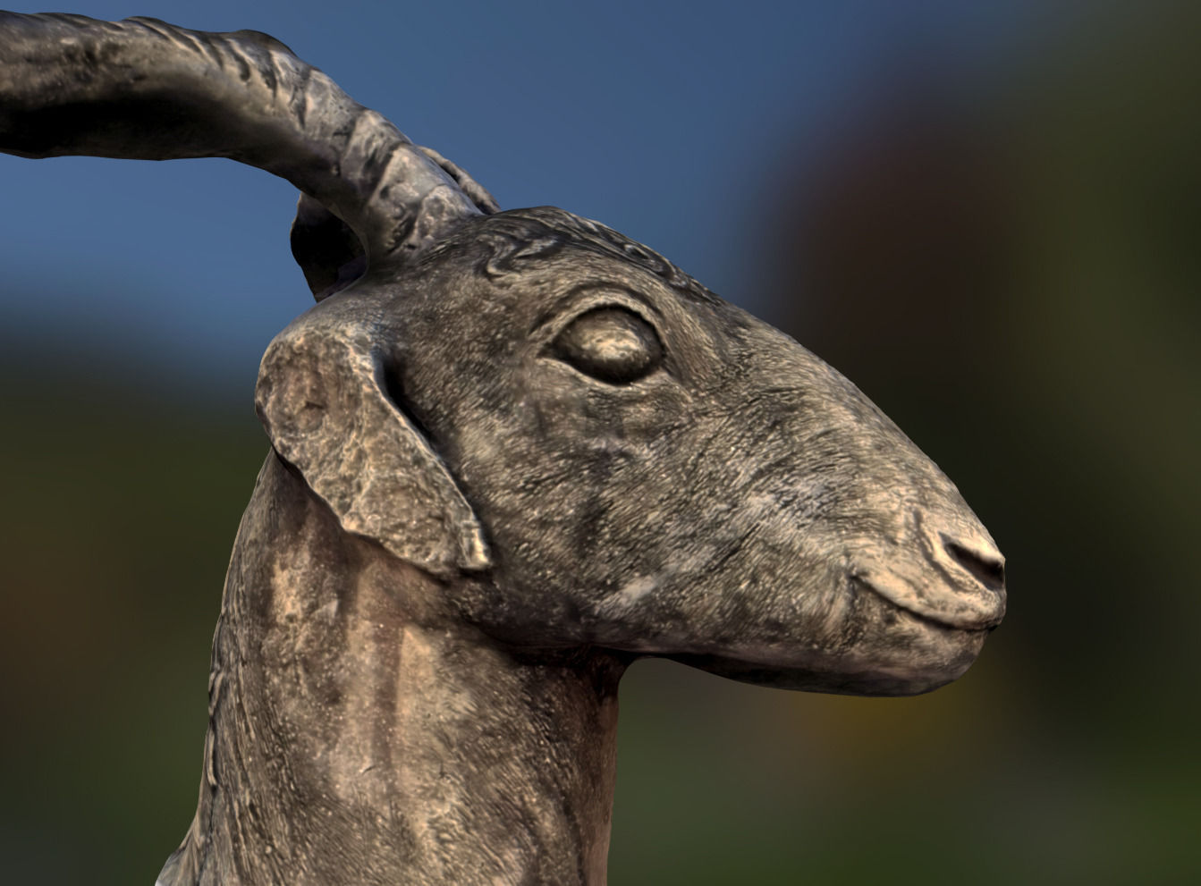 Goat Head - scan of clay sculpture 3D model_1