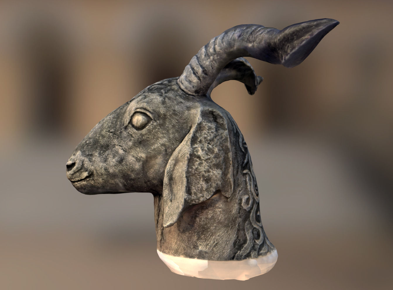 Goat Head - scan of clay sculpture 3D model_3