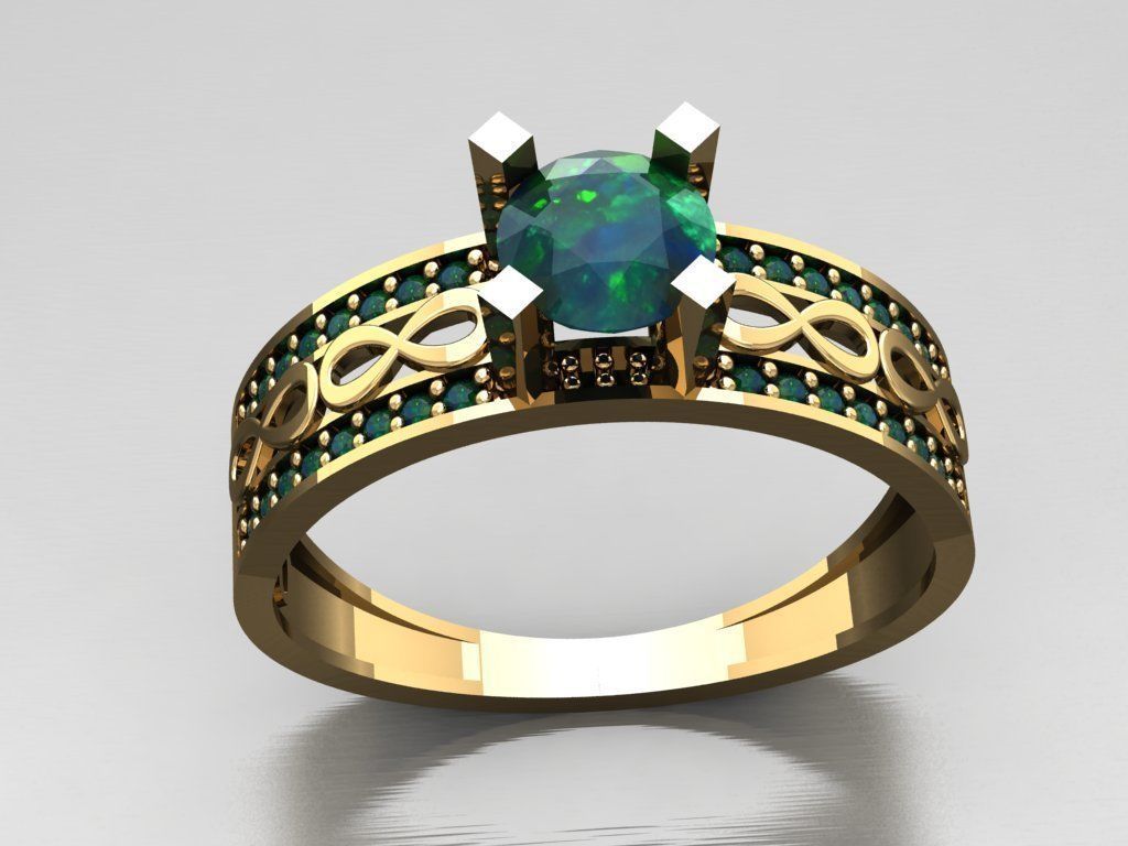 T033- Diamond solitarie ring 3D print model_2