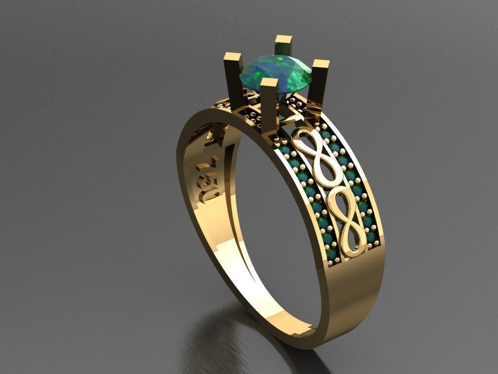 T033- Diamond solitarie ring 3D print model_3