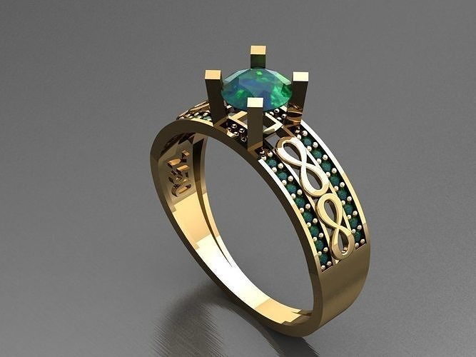 T033- Diamond solitarie ring 3D print model