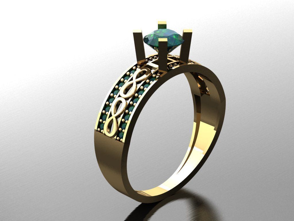 T033- Diamond solitarie ring 3D print model_4